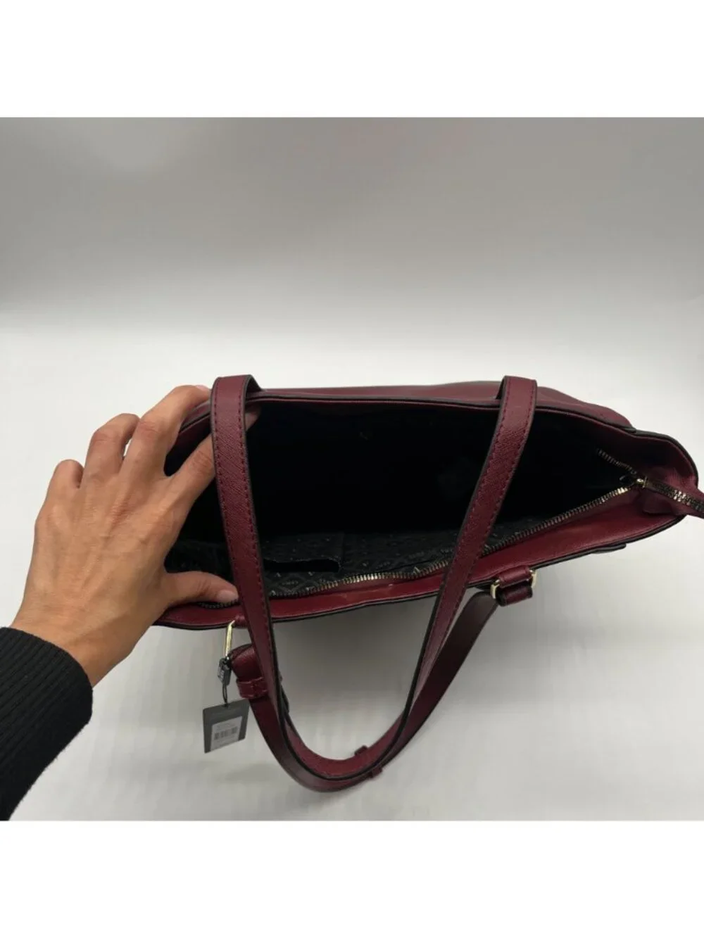 Vera New York Burgundy Saffiano Faux Leather Tote Bag